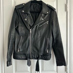 Zara MEN Black Faux Leather Moto Jacket